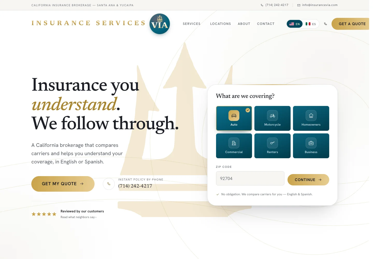 InsuranceVia custom website by Lumen